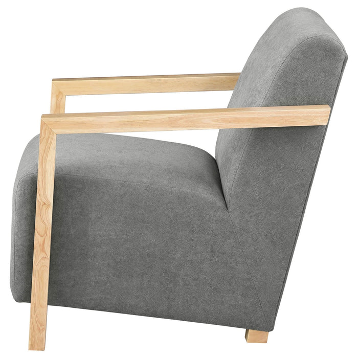 Diego Upholstered Accent Arm Chair with Wood Arms Grey - Walo Furniture