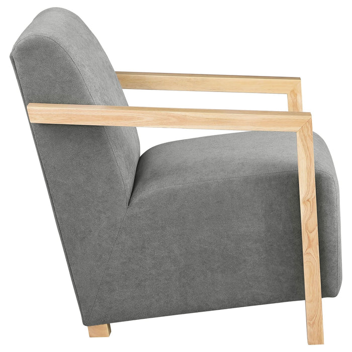 Diego Upholstered Accent Arm Chair with Wood Arms Grey - Walo Furniture