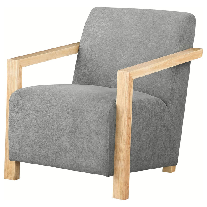 Diego Upholstered Accent Arm Chair with Wood Arms Grey - Walo Furniture