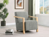 Diego Upholstered Accent Arm Chair with Wood Arms Grey - Walo Furniture