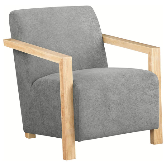 Diego Upholstered Accent Arm Chair with Wood Arms Grey - Walo Furniture