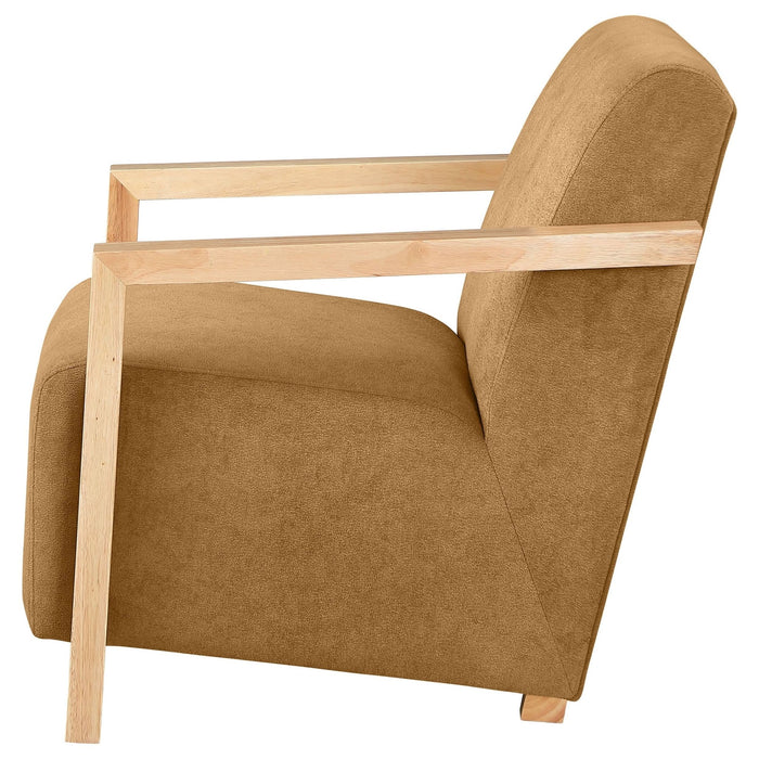 Diego Upholstered Accent Arm Chair with Wood Arms Honey - Walo Furniture