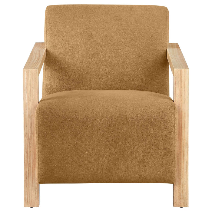 Diego Upholstered Accent Arm Chair with Wood Arms Honey - Walo Furniture