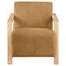 Diego Upholstered Accent Arm Chair with Wood Arms Honey - Walo Furniture