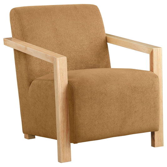 Diego Upholstered Accent Arm Chair with Wood Arms Honey - Walo Furniture