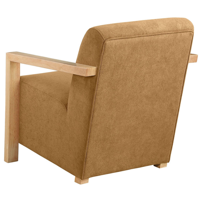 Diego Upholstered Accent Arm Chair with Wood Arms Honey - Walo Furniture