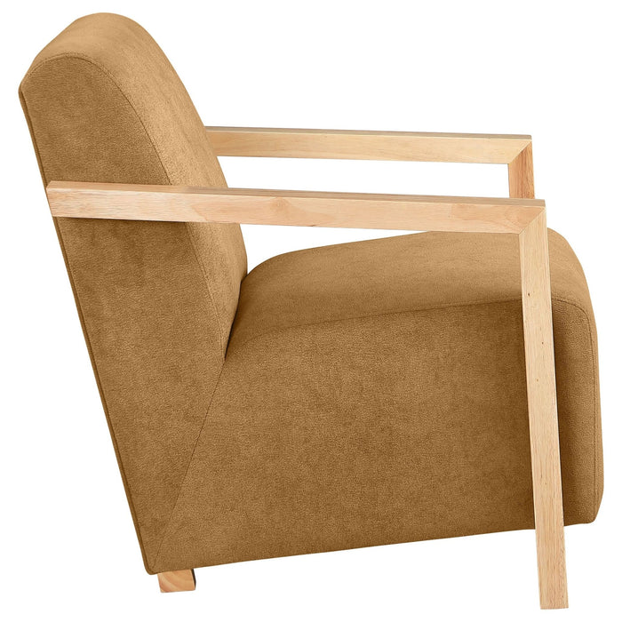 Diego Upholstered Accent Arm Chair with Wood Arms Honey - Walo Furniture