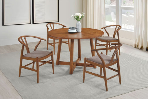 Dinah 5 - piece Round Solid Wood Dining Set Walnut - Walo Furniture