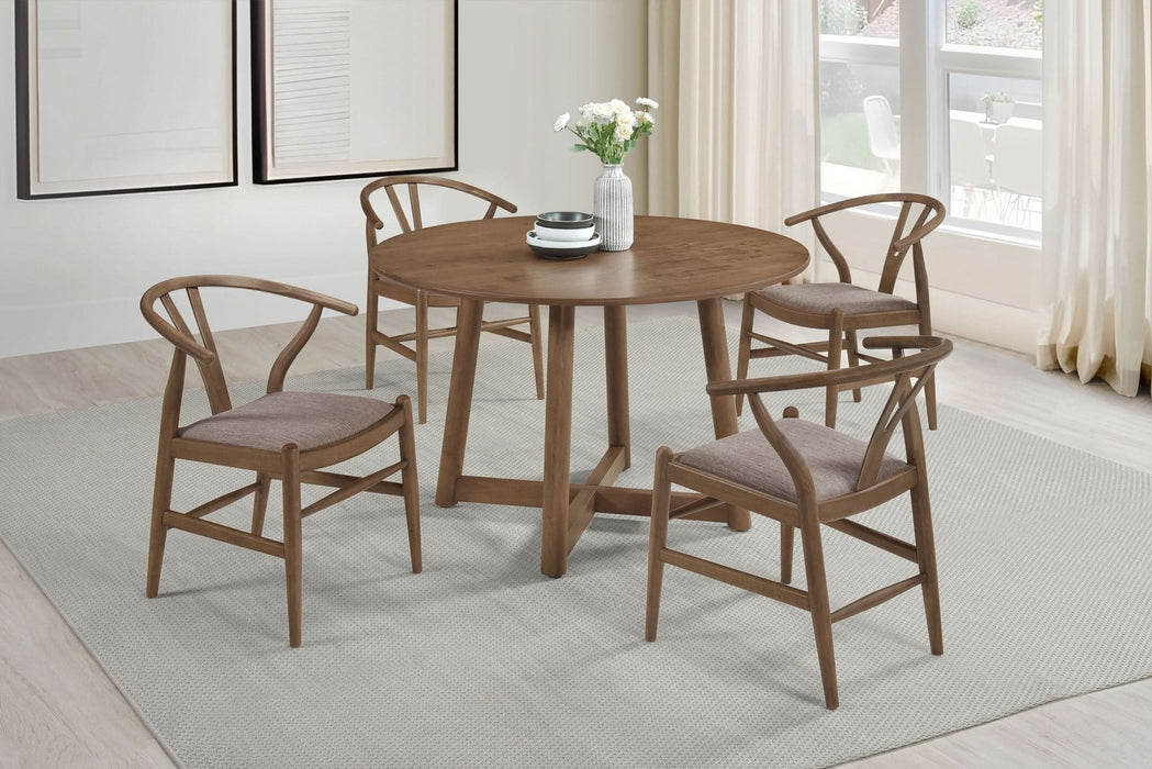 Dinah Wood Wishbone Dining Side Chair Walnut (Set of 2) - Walo Furniture