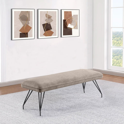 Dodson Fabric Upholstered Dining Bench Taupe - Walo Furniture