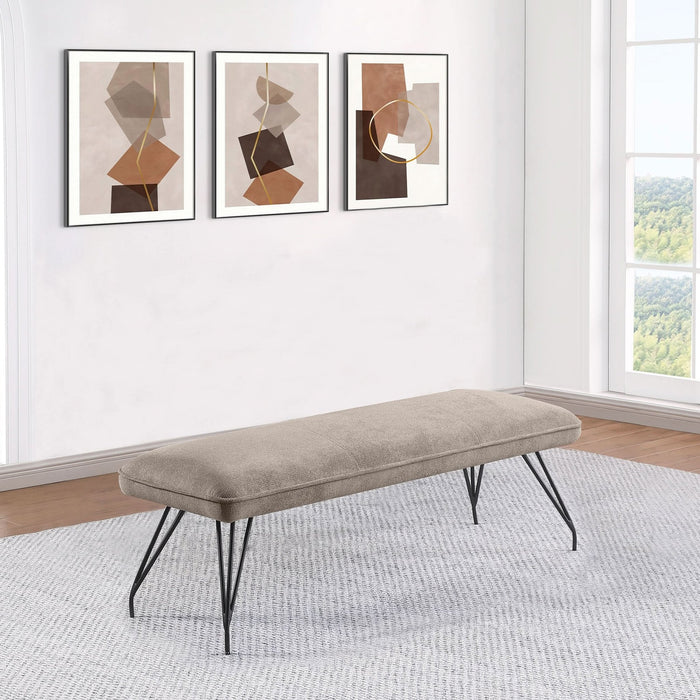 Dodson Fabric Upholstered Dining Bench Taupe - Walo Furniture