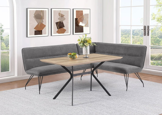 Dodson Fabric Upholstered L - Shaped Nook Dining Bench Grey - Walo Furniture