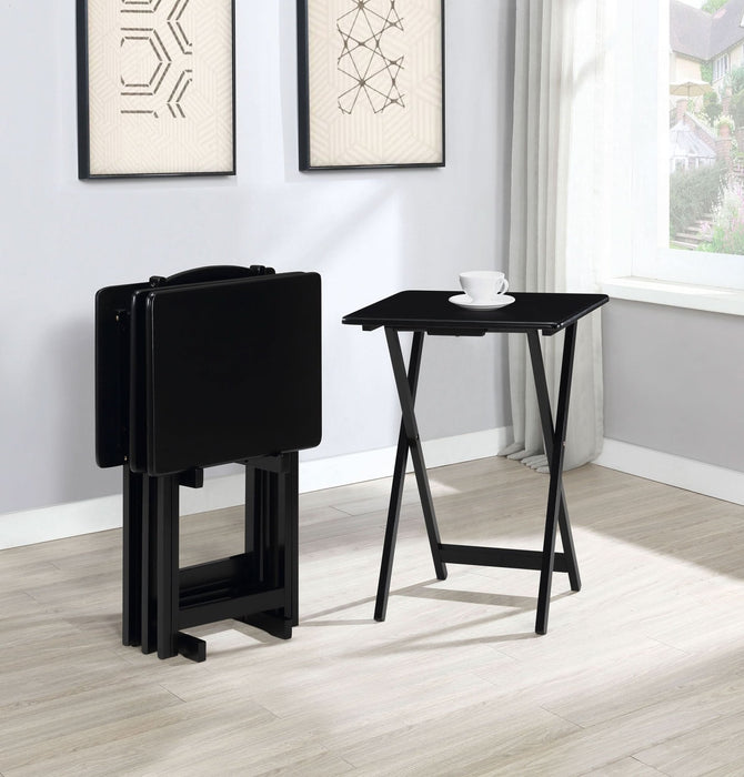 Donna 4 - piece TV Tray Table Set with Stand Black - Walo Furniture