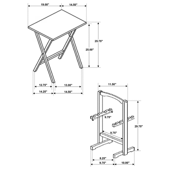 Donna 4 - piece TV Tray Table Set with Stand Black - Walo Furniture