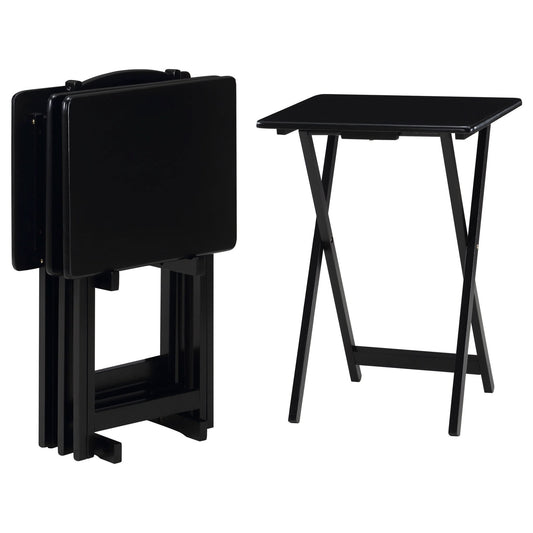 Donna 4 - piece TV Tray Table Set with Stand Black - Walo Furniture