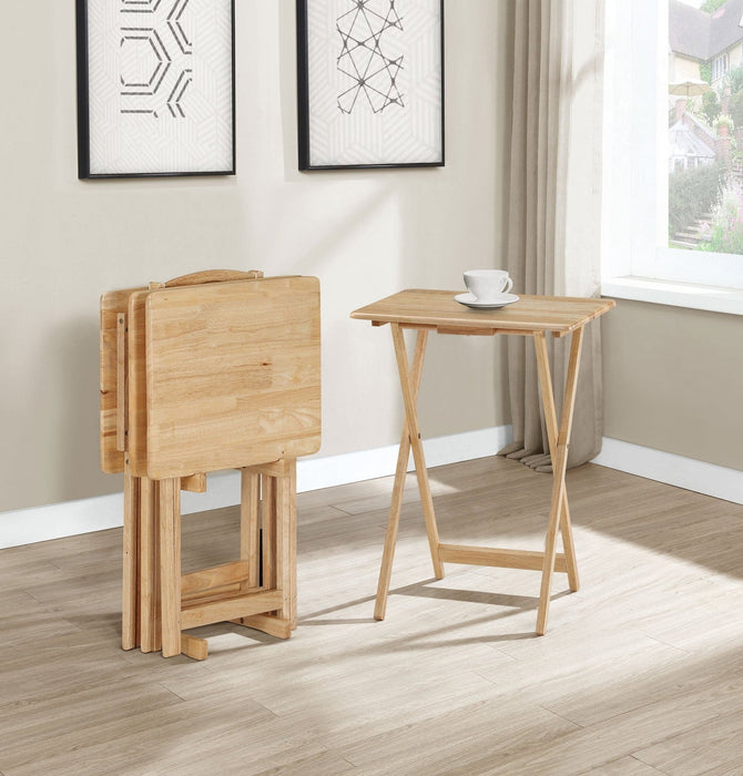 Donna 4 - piece TV Tray Table Set with Stand Natural - Walo Furniture