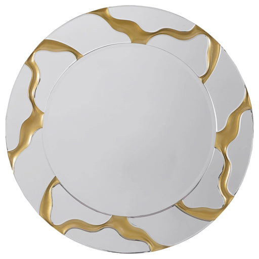 Dorinda 36 x 36 Inch Round Kintsugi Style Wall Mirror Gold - Walo Furniture