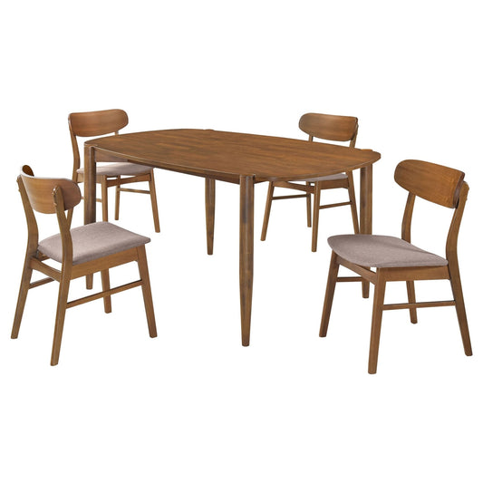 Dortch 5 - piece Oval Solid Wood Dining Set Walnut - Walo Furniture