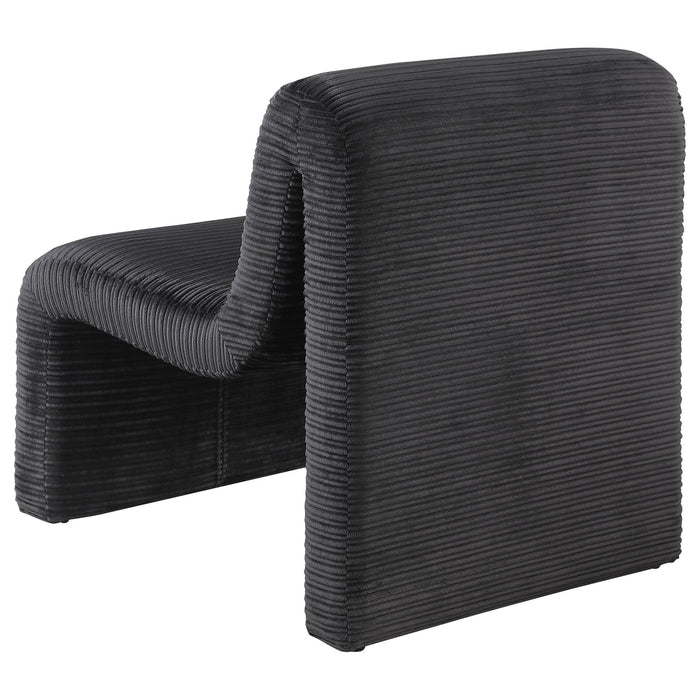 Drayton Upholstered Curved Armless Accent Chair Black - Walo Furniture