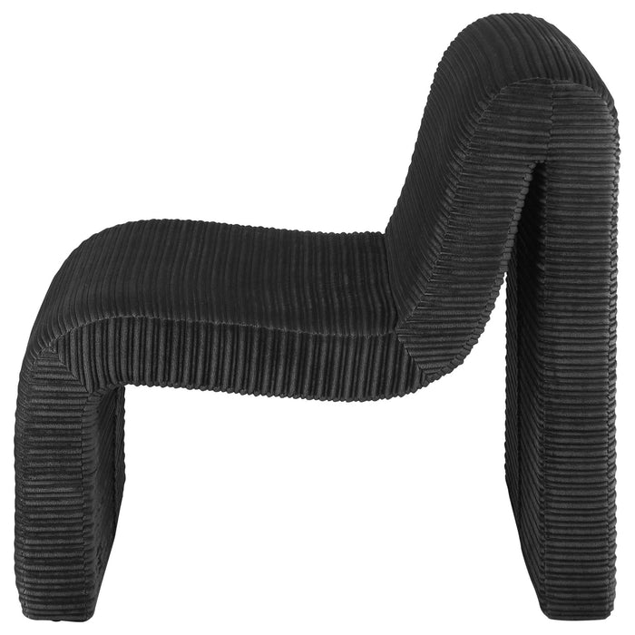 Drayton Upholstered Curved Armless Accent Chair Black - Walo Furniture