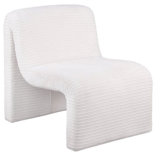 Drayton Upholstered Curved Armless Accent Chair Ivory - Walo Furniture