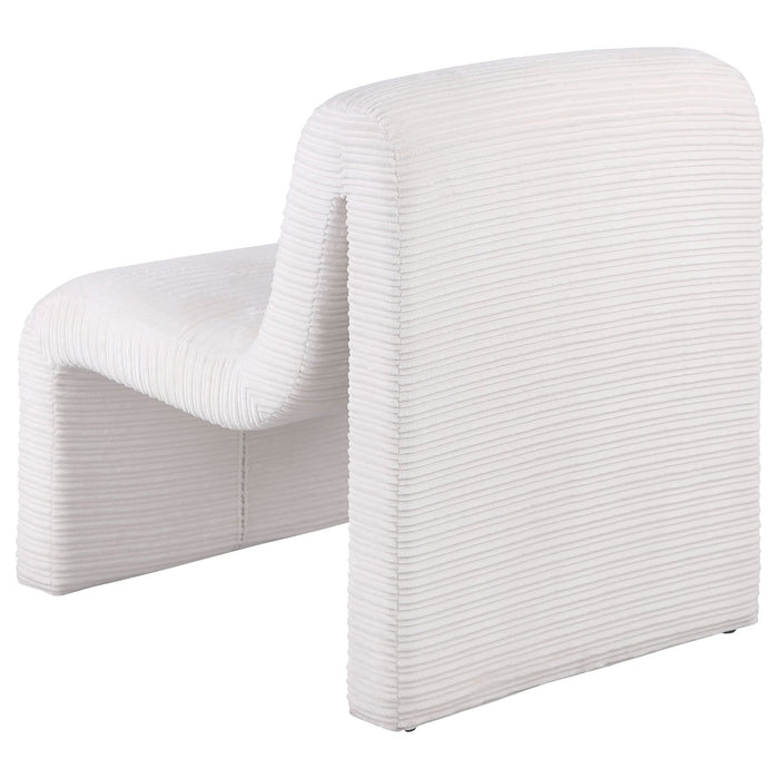 Drayton Upholstered Curved Armless Accent Chair Ivory - Walo Furniture