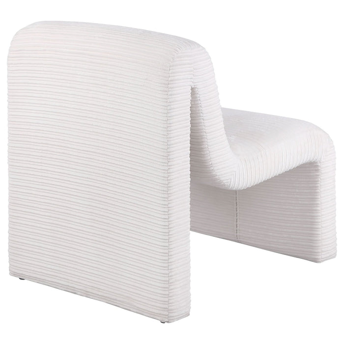 Drayton Upholstered Curved Armless Accent Chair Ivory - Walo Furniture