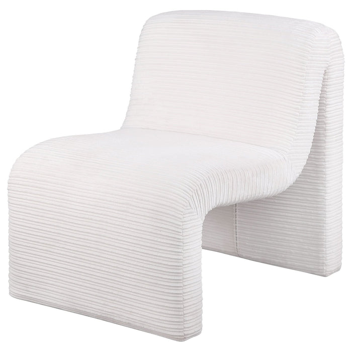 Drayton Upholstered Curved Armless Accent Chair Ivory - Walo Furniture