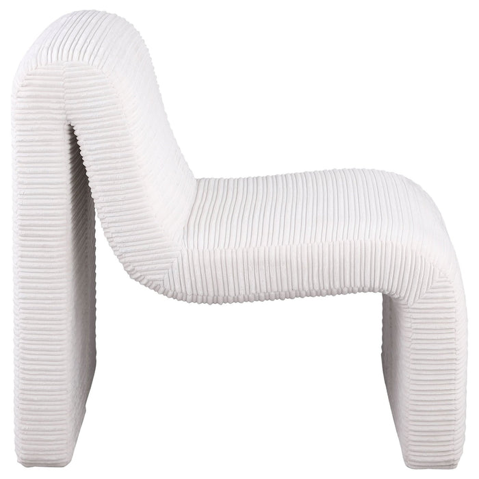 Drayton Upholstered Curved Armless Accent Chair Ivory - Walo Furniture