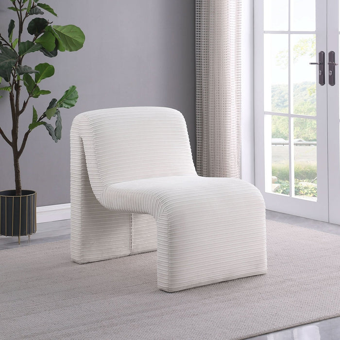 Drayton Upholstered Curved Armless Accent Chair Ivory - Walo Furniture