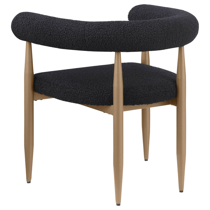 Dunmore Boucle Upholstered Dining Arm Chair Black (Set of 2) - Walo Furniture