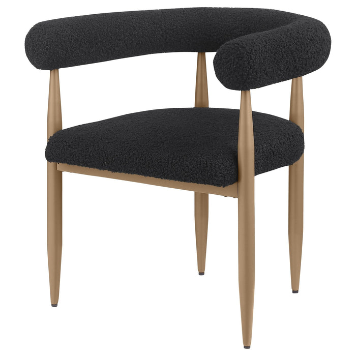 Dunmore Boucle Upholstered Dining Arm Chair Black (Set of 2) - Walo Furniture