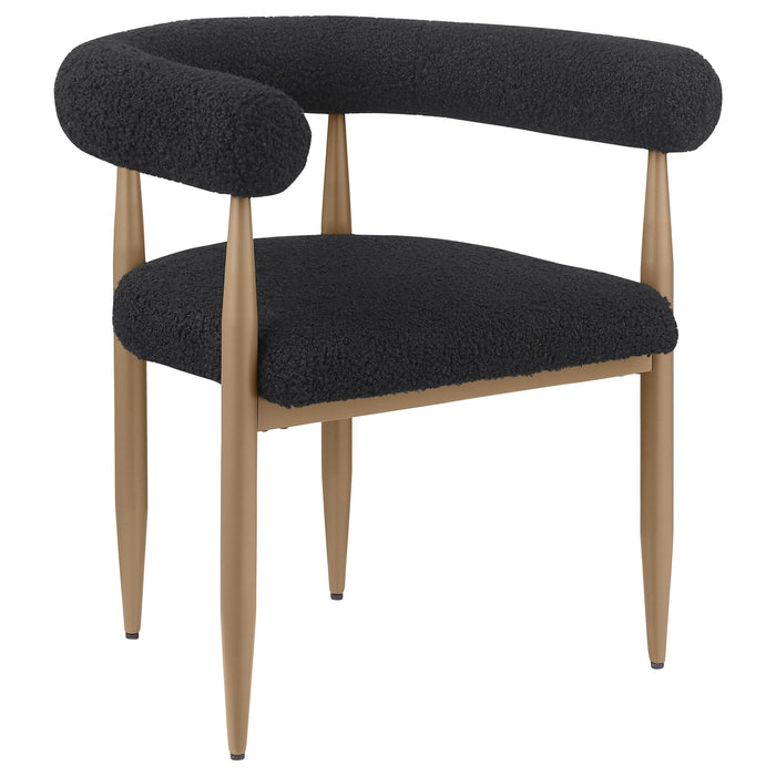 Dunmore Boucle Upholstered Dining Arm Chair Black (Set of 2) - Walo Furniture