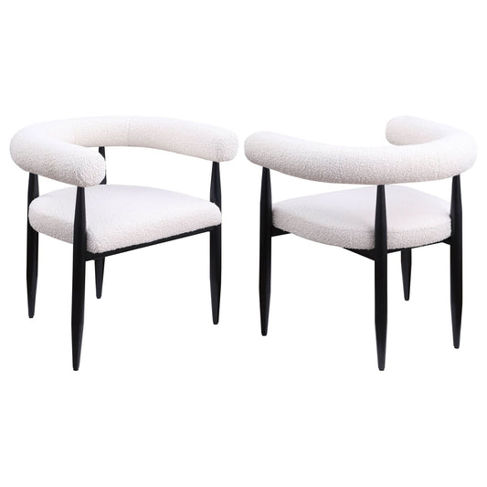 Dunmore Boucle Upholstered Dining Arm Chair Cream (Set of 2) - Walo Furniture