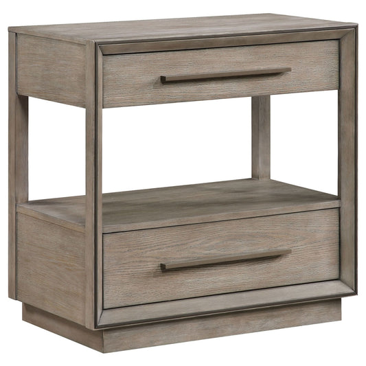 Durango 2 - drawer Nightstand Bedside Table Taupe Oak - Walo Furniture