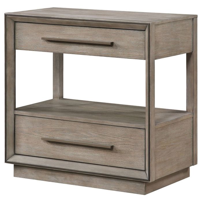 Durango 2 - drawer Nightstand Bedside Table Taupe Oak - Walo Furniture