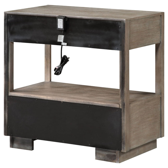 Durango 2 - drawer Nightstand Bedside Table Taupe Oak - Walo Furniture