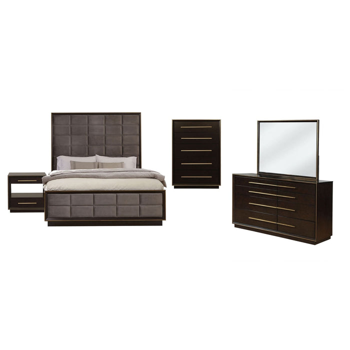 Durango 5 - piece Eastern King Bedroom Set Smoked Peppercorn - Walo Furniture