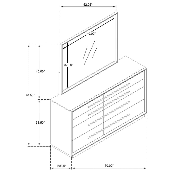 Durango 8 - drawer Dresser and Mirror Taupe Oak - Walo Furniture