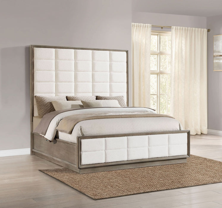 Durango 80 - inch California King Panel Bed Taupe Oak - Walo Furniture