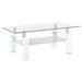 Dyer 1 - shelf Rectangular Glass Top Coffee Table White - Walo Furniture