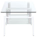 Dyer 1 - shelf Rectangular Glass Top Coffee Table White - Walo Furniture