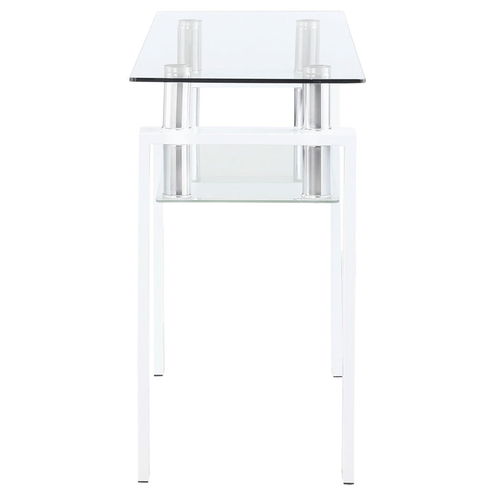 Dyer Rectangular Glass Top Entryway Sofa Console Table White - Walo Furniture