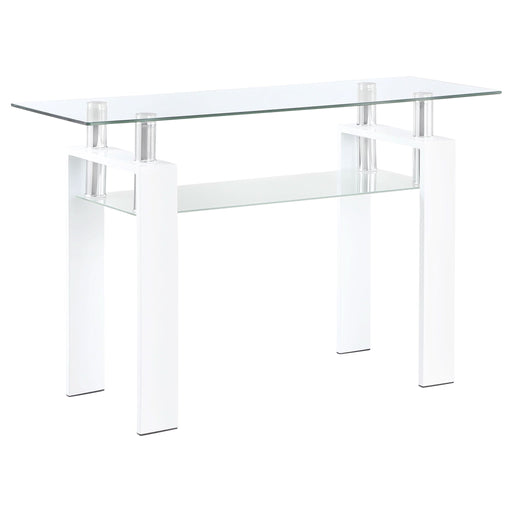 Dyer Rectangular Glass Top Entryway Sofa Console Table White - Walo Furniture