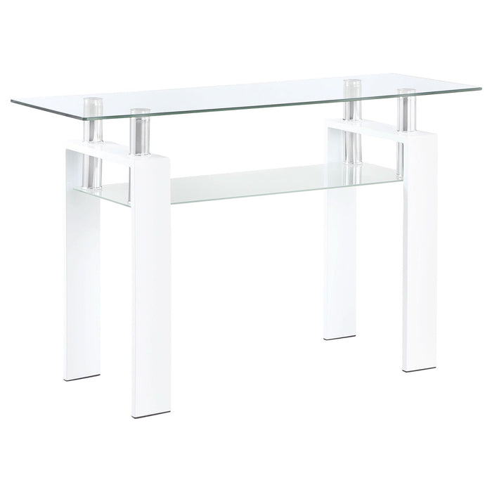 Dyer Rectangular Glass Top Entryway Sofa Console Table White - Walo Furniture