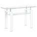 Dyer Rectangular Glass Top Entryway Sofa Console Table White - Walo Furniture