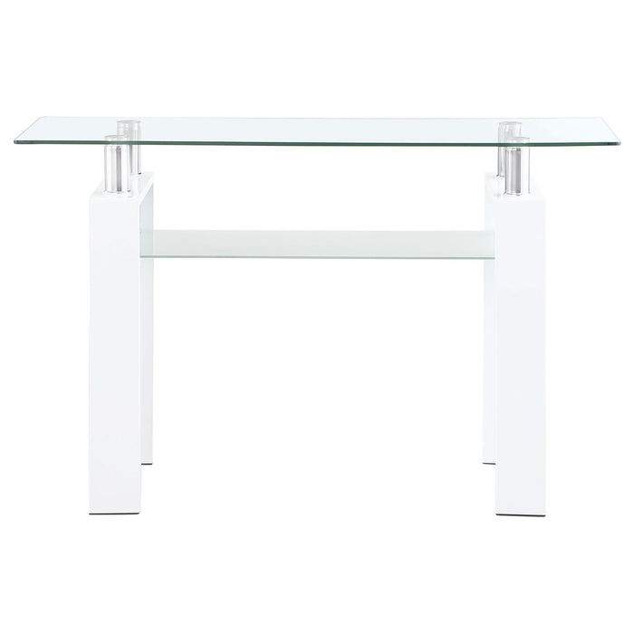 Dyer Rectangular Glass Top Entryway Sofa Console Table White - Walo Furniture