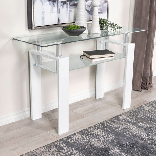 Dyer Rectangular Glass Top Entryway Sofa Console Table White - Walo Furniture