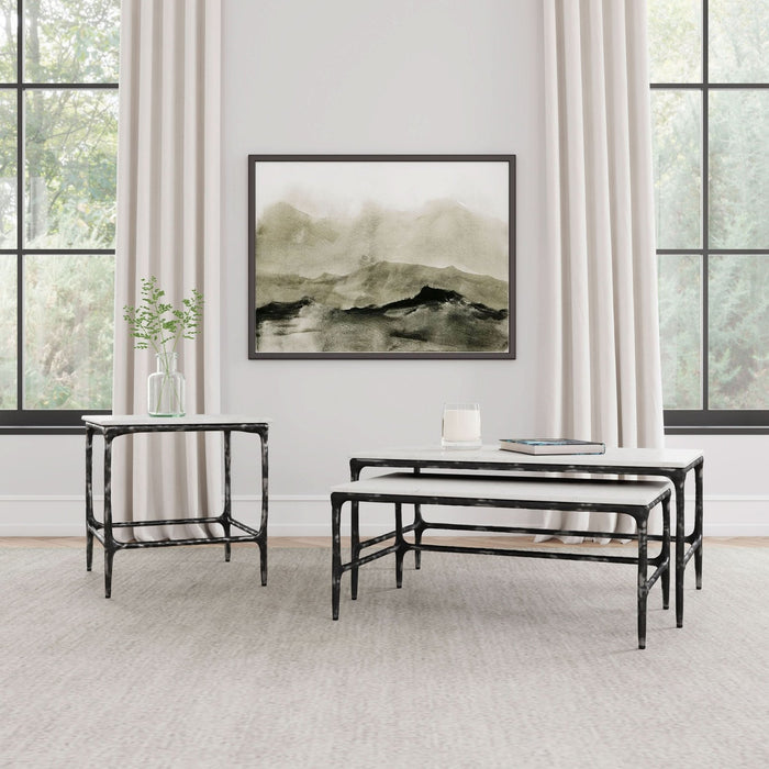 Ebby 2 - piece Genuine Marble Top Nesting Coffee Tables White - Walo Furniture