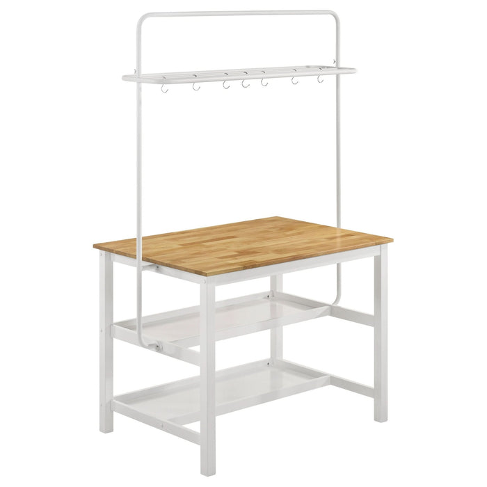 Edgeworth Kitchen Island Counter Table with Pot Rack White - Walo Furniture